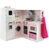 Costway Spielküche Kinderküche Holz mit Licht rosa