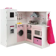 Costway Spielküche Kinderküche Holz mit Licht rosa