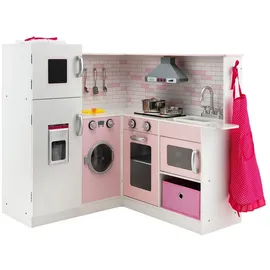 Costway Spielküche Kinderküche Holz mit Licht rosa