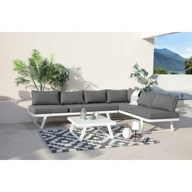 Möbilia Sitzgruppe Ecksofa Couchtisch grau/dunkelgrau