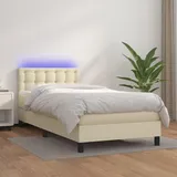 Maison Exclusive - Boxspringbett mit Matratze & LED Creme 90x190 cm Kunstleder - Creme