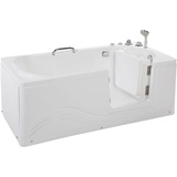 HOME DELUXE - Seniorenbadewanne inkl. Whirlpool- VITAL M Rechts - Maße: 153 x 76 x 64cm - inkl. komplettem Zubehör | Badewanne mit Tür, Senioren Badewanne mit Einstieg, Whirlpool-Badewannen