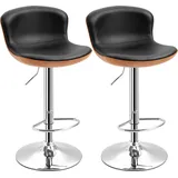 Homcom Barhocker mit Fußstütze Barstuhl mit Rückenlehne, Bistrohocker, Esszimmerstuhl höhenverstellbar drehbar Kunstleder, Schwarz, 46 x
