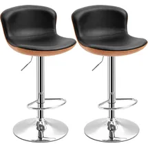 Homcom Barhocker mit Fußstütze Barstuhl mit Rückenlehne, Bistrohocker, Esszimmerstuhl höhenverstellbar drehbar Kunstleder, Schwarz, 46 x