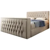 luxusbetten24 Boxspringbett Velano mit TV Lift und Stauraum - 180x200 - Beige - H3 (70-100kg) - Luxusbetten24 - 2 Jahre Gewährleistung - mind. 14 Tage Rückgaberecht - Beige - 180x200