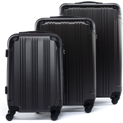 FERGÉ Kofferset 3 teilig Hartschale Québec, Trolley 3er Koffer Set, Reisekoffer 4 Rollen, Premium Rollkoffer schwarz