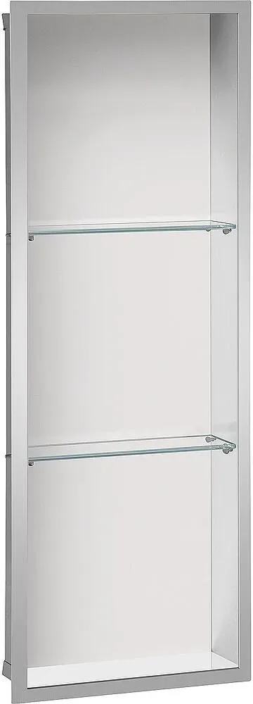 Wandnische 2 Fächer BxHxT: 324x924x100 mm weiße Glasrückwand Evenes