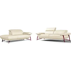 Egoitaliano Polstergarnitur »Anais, Design mit hohem Sitzkomfort für mehr Bequemlichkeit«, Set: bestehend aus Sofa und Ottomane, inkl. Kopfteilverstellung Egoitaliano cremeweiß