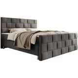 Inter Boxspringbett Tarifa 180x200cm Velour Anthrazit / SL 3 / Deren 11