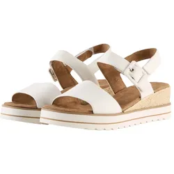 TOM TAILOR Damen Sandalen mit Keilabsatz, weiß, Uni, Gr. 37