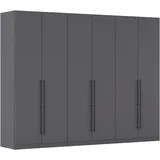 rauch Kleiderschrank Drehtürenschrank Schrank Garderobe Wäscheschrank Schlafzimmer AVOLA (in 3 verschiedenen Ausstattungen BASIC/CLASSIC/PREMIUM) mit hochwertigen Stangengriffen in Schwarz aus Metall MADE IN GERMANY grau 271 cm x 229 cm x 54 cm
