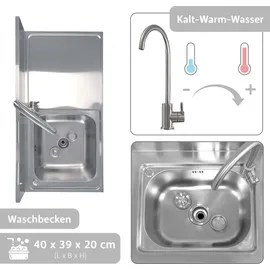 Lemodo Spültisch freistehend, Wasserhahn mit Kalt Warm Anschluss, Spülbecken Größe L