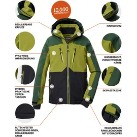 KILLTEC KSW 190 BYS SKI JCKT Skijacke Schwarz/Khaki/Dunkel Waldgrün 128