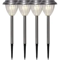 Star Trading Solar Edelstahl Steckleuchten Palma, 4er Set, warmweiss,