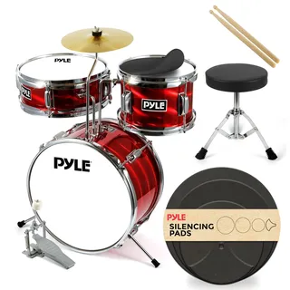Pyle Kinder Schlagzeug Set– Drums for Kids, Kinderschlagzeug ab 3 Jahre bis 8 Jahre, Drum Set mit Snare Drum, Drum Pad für Kinder, Becken Schlagzeug &Drumsticks. Geeignet, um Schlagzeug zu lernen, Red