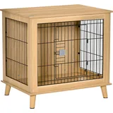 PawHut Hundekäfig aus Holz Transportbox mit Tischoberfläche, erhöhtes Design, Natur, 81x58,5x76 cm Aosom