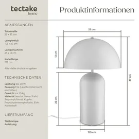 Tectake Retro-Tischlampe Weiß