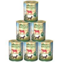 Dehner Best Nature Hundefutter, Nassfutter getreidefrei, für ausgewachsene Hunde, Rind / Reis / Distelöl, 6 x 400 g Dose (2.4 kg)