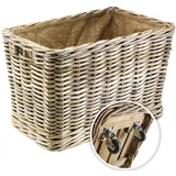 Kobolo Kaminholzkorb Rattan mit Jutefutter und Rollen grau