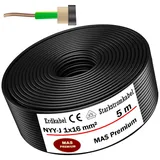 MAS-Premium® Erdkabel Deutscher Marken-Elektrokabel Ring zur Verlegung im Erd- und Außenbereich Standard Starkstromkabel (NYY-J 1x16 mm2, 5m)