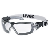 Uvex pheos guard 9192180 Schutzbrille - Außen kratzfest, innen dauerhaft beschlagfrei - mit Kopfband - Transparent/Schwarz-Grau