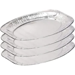 San Ignacio KINVARA - Set mit 4 ovalen Aluminiumtabletts 35 x 24 cm