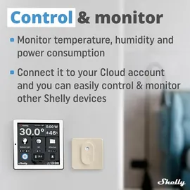 Shelly Wanddisplay Weiß & Blu Feuchtigkeits- und Temperatursensor