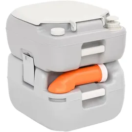 vidaXL Camping-Toilette Tragbar Grau und Weiß 22+12 L HDPE - Grau/Weiß
