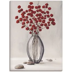 Leinwandbild ARTLAND "Dekorative rote Herbstblumen", beige (farbe bild(er): naturfarben), B:60cm H:80cm T:1,8cm, Canvas, Leinwand, Bilder, auf Keilrahmen gespannt