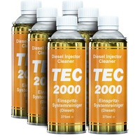 TEC 2000 Motorreiniger - 6 x Diesel Injektor Einspritzdüsen Reiniger 375ml - Kraftstoffadditiv zur Systemreinigung von Injektoren - Motorspülung Motorpflege Diesel Zusatz - Systemreiniger