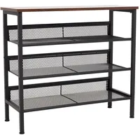 Livingandhome Schuhregal, Schwarz, Braun, Metall, Holzwerkstoff, 73x67.5x29.5 cm, Garderobe,