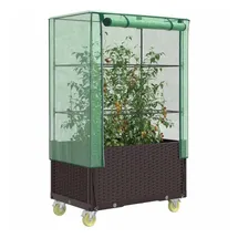 vidaXL Hochbeet mit Aufsatz und Rollen Rattan-Optik 80x50x182 cm