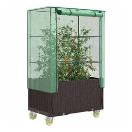 vidaXL Hochbeet mit Aufsatz und Rollen Rattan-Optik 80x50x182 cm