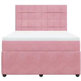 vidaXL Boxspringbett mit Matratze Rosa 140x200 cm Samt