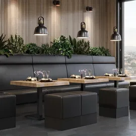 GGM Möbel PMD | Bistro Baumkanten Tisch | Quadratisch | 70 x 70 x 77 cm | Eiche / Schwarz