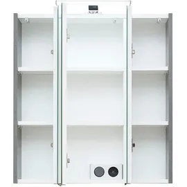 Saphir Badezimmerspiegelschrank »Quickset 945 Badschrank, 3 Spiegeltüren, 6 Einlegeböden, 65 cm breit«, inkl. LED-Beleuchtung, Türdämpfer, Schalter-/Steckdosenkombination