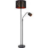 GLOBO LED Stehlampe mit Leselampe Deckenfluter dimmbar mit Fernbedienung, RGB Farbwechsel, Metall Textil schwarz gold, Leseleuchte flexibel, 1x 8,5W 806lm