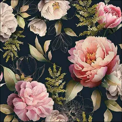 Ambiente 20 Servietten Papier 33x33cm 3-lagig - hochwertige Einweg Papierservietten Pfingstrosen rosé florales Design dunkel elegant Tischdeko Hochzeit Dinner
