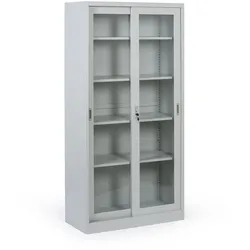 Metallregalschrank mit Glas Schiebetür Tür, zerlegt, 900 x 1850 x 400 mm