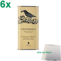 L’Estornell "Natives Olivenöl Extra" Gastropack (6x500ml Dose) + usy Block