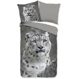 Good Morning Wendebettwäsche »Chief«, Biber, 135x200, Winter, Warm, Reißverschluss, Wendeoptik, Leopard grau