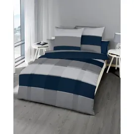 KAEPPEL Memory Gestreift Grau/Blau 135 x 200 cm + 80 x 80 cm