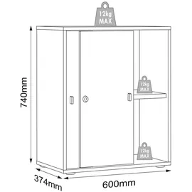 VCM Büroschrank mit 2 Fächern moderner Aktenschrank Anthrazit, Honigeiche, Holzwerkstoff, 1 Fächer, 60x74x37 cm abschließbar, Arbeitszimmer, Aktenschränke