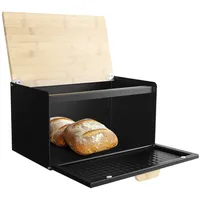 Navaris Brotkasten Metall Groß Schwarz - Brotbox Küche mit