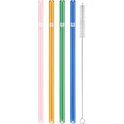 Trinkhalme ZWILLING "Sorrento", bunt, L:23cm, Borosilikatglas, Küchenhelfer-Sets, Vier Glasstrohhalme, Borosilikatglas, gemischte Farben, gerade