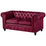 Massivmoebel24 Couch Leder 2-Sitzer Rot