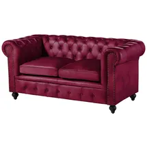 Massivmoebel24 Couch Leder 2-Sitzer Rot