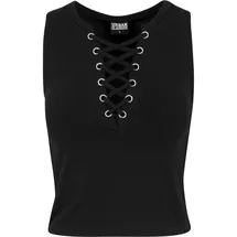 URBAN CLASSICS Ladies Lace Up Cropped Top Schwarz S