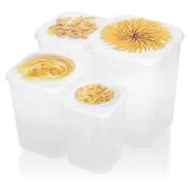 COM-FOUR Vorratsdosen Set transparent/weiß/gelb 4-teilig 1,3 l