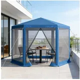 CHICFURN Pavillon Tragbares Outdoor-Dachzelt mit Reißverschluss für Garten und Events, (Packung), Blau 380 x 330 x 250 cm